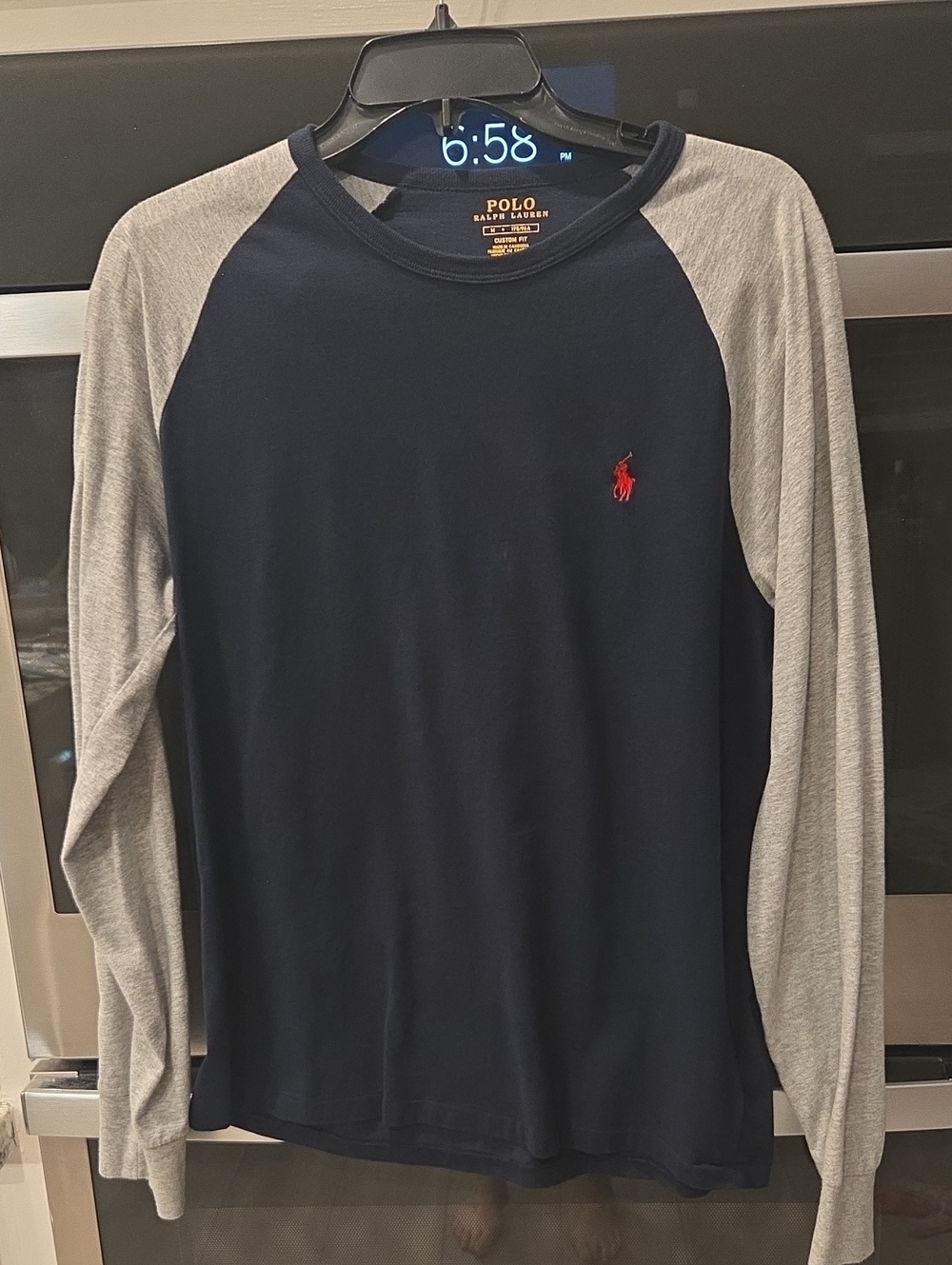 Polo by Ralph Lauren Men's Navy and Light Gray Long-Sleeve Raglan Shirt